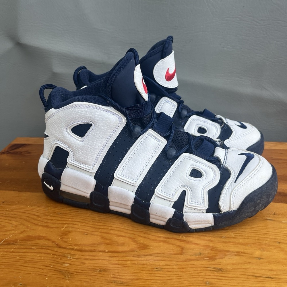 Nike Air More Uptempo Shoes Boys Size 6Y Navy White Olympic USA